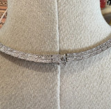 Vintage Baguette Sterling Silver 16cm Engraved Collar Necklace