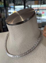 Vintage Baguette Sterling Silver 16cm Engraved Collar Necklace