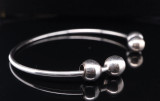 Vintage Double Ball Sterling Silver 63mm Bangle Bracelet