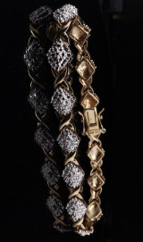 Vintage X style Cubic Zirconia Sterling Silver Gold Plated Bracelet