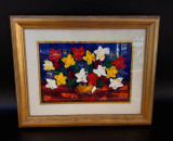 Large Dean Vella flowers Acrylic on Board Painting Framed 115cm x 90cm