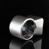 Vintage 32ct Blue Aquamarine Handmade Sterling Cocktail Ring Size P Val $25690