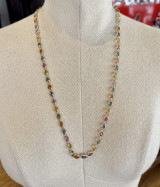 Vintage 18k Gold 63 x Rim Set Multi Colour Sapphires 71cm Necklace Val $19280