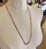 Vintage 18k Gold 63 x Rim Set Multi Colour Sapphires 71cm Necklace Val $19280