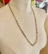 Vintage 18k Gold 60 x Rim Set Multi Colour Sapphires 68cm Necklace Val $18360