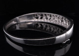 Vintage Sterling Silver & Diamond Hinged 19cm Bangle