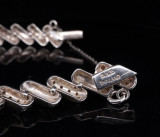 Vintage Sterling Silver & Marcasite & Crystal San Marco Link 19cm Bracelet