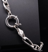 Vintage Italian Sterling Silver 18.5cm Figaro Chain Bracelet