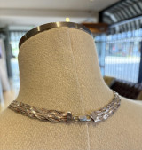 Vintage Sterling Silver 44cm Tri-Braided Herringbone Necklace