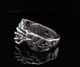 Vintage Mexican Sterling Silver & Turquoise Claw ’Size i 1/2’ Ring