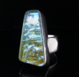 Vintage Sterling Silver 27g Ammolite ’U' Ring