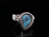 Vintage Navajo Sterling Silver & Turquoise Pear ’Size H’ Ring