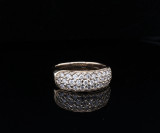 1.24ct G VS Diamond Pave Set 9k Gold Ladies Curved Ring Size R1/2 Val $6545