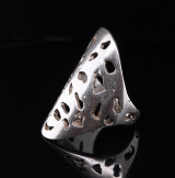 Modernist Cut Out Sterling Silver Statement Ring Size ’Q'