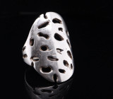 Modernist Cut Out Sterling Silver Statement Ring Size ’R'