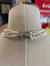 5 Strand Fresh Water Rice Pearl 49cm Sterling Silver Clasp Necklace