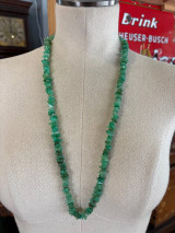 Large Vintage Chrysoprase Stone Sterling Silver 79cm Necklace