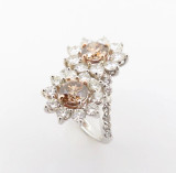 1.85ct Cognac & 2.50ct Diamond Halo 18ct White Gold Ring Sz M1/2 Val $18810