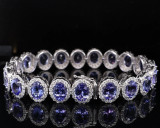 26ct Tanzanite & 6.40ct F-G Vs-Si Diamond Set 18k White Gold Bracelet Val $45680