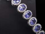 26ct Tanzanite & 6.40ct F-G Vs-Si Diamond Set 18k White Gold Bracelet Val $45680