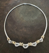 Vintage 14K White & Yellow Gold 3.48ct Diamond Omega Collar Necklace Val $28430