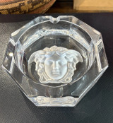 Versace Medusa Rosenthal Octagonal Crystal 15cm Cigarette Holder & Ashtray