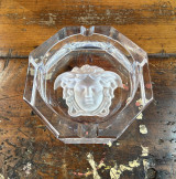 Versace Medusa Rosenthal Octagonal Crystal 15cm Cigarette Holder & Ashtray
