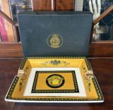 Versace Medusa Rosenthal Mustard & Gold 20.5cm Cigarette Holder & Ashtray