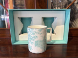 Tiffany & Co Toile Fine Bone China White Cup Pair ‘Landmark'