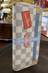 Auth. Louis Vuitton Damier Azur Summer Trunk Collection Wallet