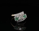 Vintage Emerald & H Vs Diamond Set 14k Gold Cluster Ring Size P Val $5970