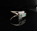 Vintage Emerald & H Vs Diamond Set 14k Gold Cluster Ring Size P Val $5970