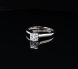 Vintage 0.48ct H Vs Princess Cut Diamond 14k White Gold Ring Size I Val $4535