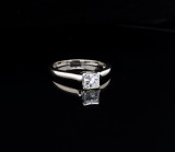Vintage 0.48ct H Vs Princess Cut Diamond 14k White Gold Ring Size I Val $4535