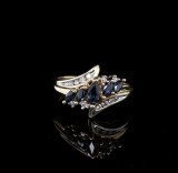 Vintage Australian Blue Sapphire & Diamond 9K Gold Ring Size R Val $2810