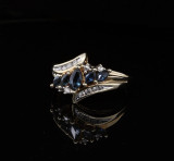 Vintage Australian Blue Sapphire & Diamond 9K Gold Ring Size R Val $2810