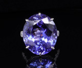 21.80ct Violet Blue Tanzanite & G VS Diamond Set Platinum Ring Val $44600