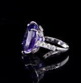 21.80ct Violet Blue Tanzanite & G VS Diamond Set Platinum Ring Val $44600