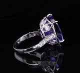 21.80ct Violet Blue Tanzanite & G VS Diamond Set Platinum Ring Val $44600