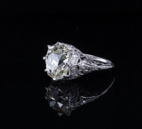 Antique 4.2ct Old Cushion Cut Diamond Handmade 18k Gold Edwardian Ring Val$68830