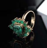 Vintage 5.10cttw Emerald Cluster 18ct Yellow Gold Ring Size Q Val $28900