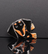 Vintage Rare AJH Anne Jane Harvey dachshund Sterling Silver Enamel Pendant