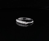 Antique 0.28ct Diamond Set 18K White Gold & Pladium Band Ring Size M.5 Val $2655