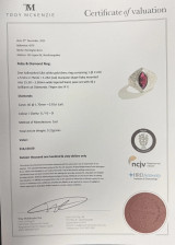 Vintage Marquise Ruby & 0.92ct G Vs Diamond 18k Gold Ring Size N1/2 Val $16160