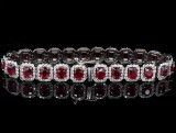9.12ct Ruby & 3.85ct Diamond 18k White Gold Tennis Bracelet 18cm Long Val $41900