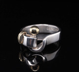 Vintage Tiffany & Co Sterling Silver & 18k Gold Hook & Eye ’Size i' Ring