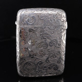 Antique c1890 Victorian Sterling Silver Vesta Flip Top Case