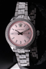 Versace Hellenyium Steel & Pink Dial Unisex 35mm Wristwatch