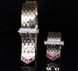 Vintage 14ct Gold Sliding Buckle Ruby & Diamond Set Bracelet & Ring Val $18420