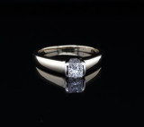 Vintage 0.30ct G VS Princess Cut Diamond 18k Gold Ring Size K Val $4305